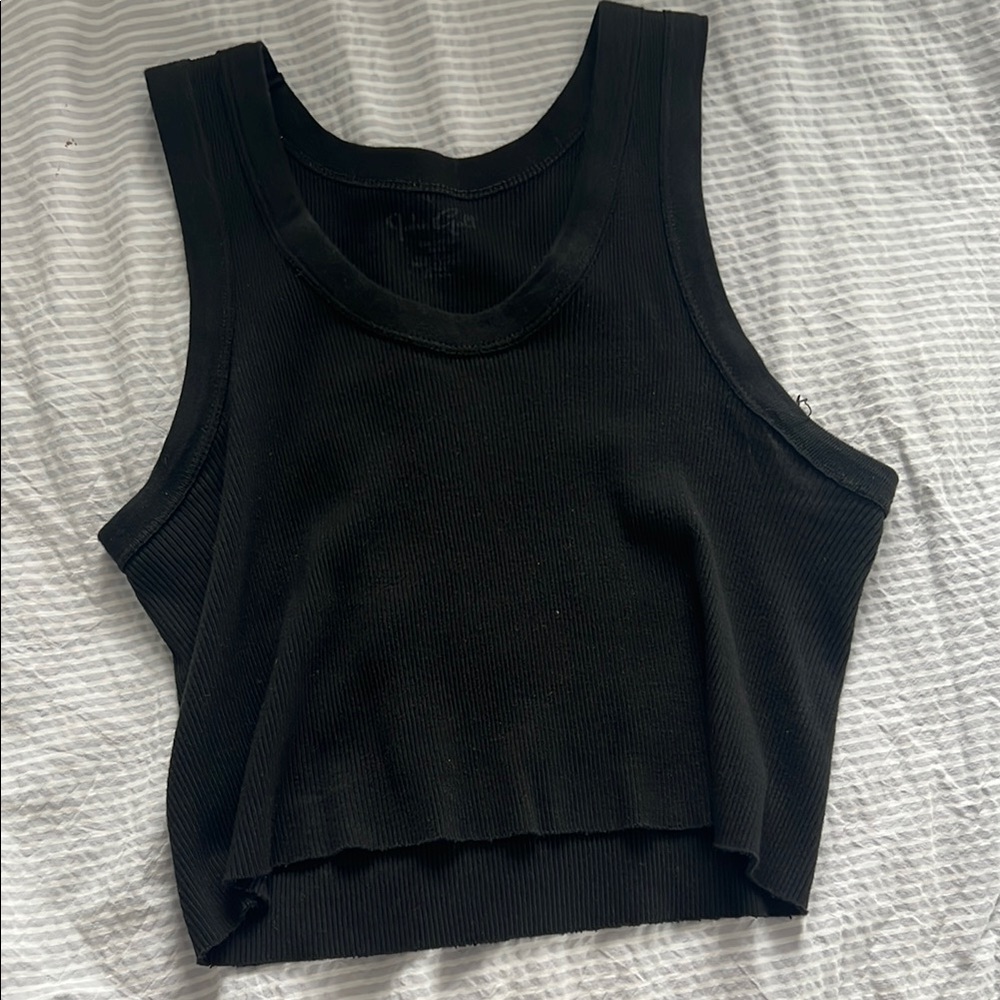 Brandy Melville Black Fitted Crop Tank Top